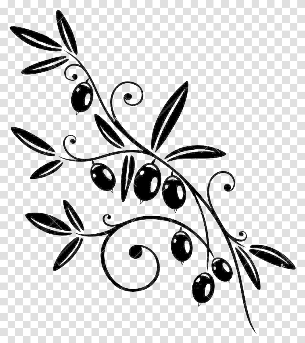 Olive Branch Black Olive Branch, Floral Design, Pattern Transparent Png