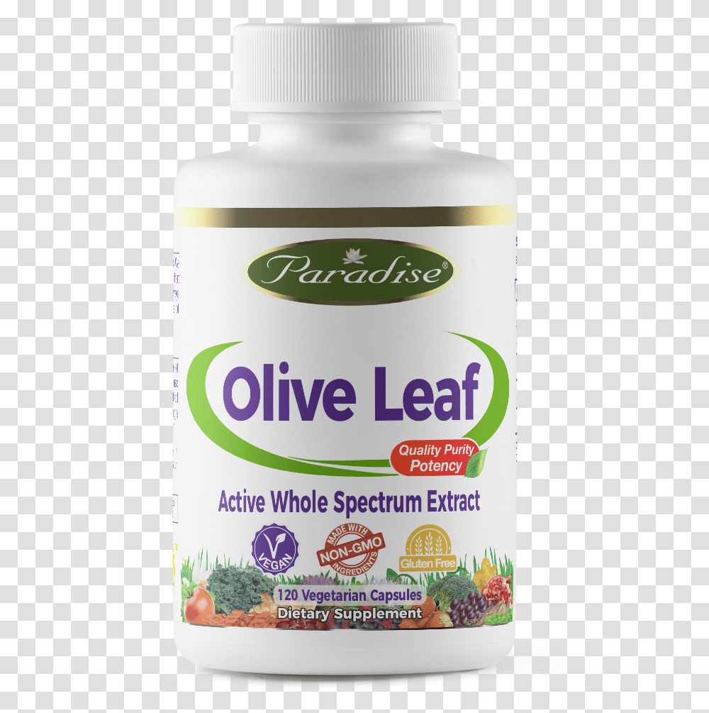 Olive Leaf P Front Paradise Herbs Ashwagandha, Cosmetics, Bottle, Plant, Food Transparent Png