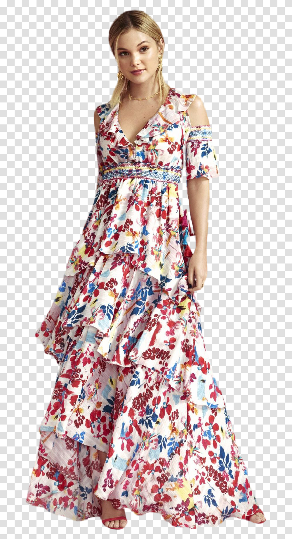 Oliviaholt Celebrity Actress Floraldress Flowers Gown, Female, Person, Woman Transparent Png
