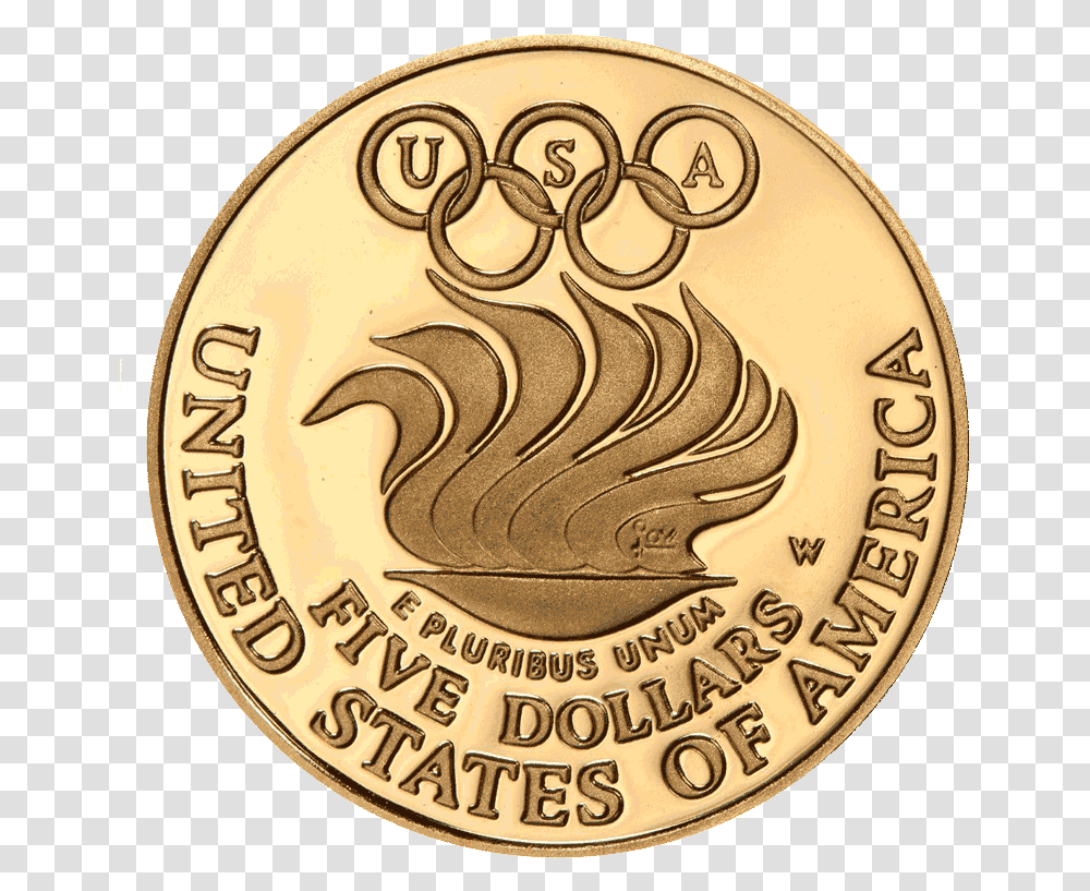 Olympic Gold 5 Commemorative Coin 5 Olympic Gold Coin, Money, Rug, Emblem Transparent Png