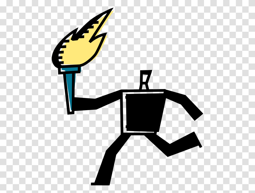 Olympic Runner Carries Torch Flame, Light Transparent Png