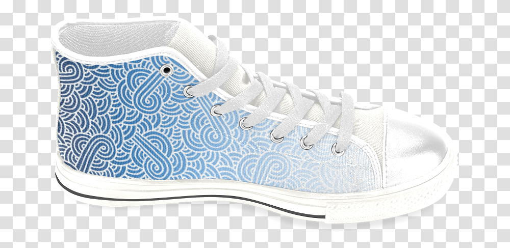 Ombre Blue And White Swirls Doodles Menquots Classic High Skate Shoe, Apparel, Footwear, Sneaker Transparent Png