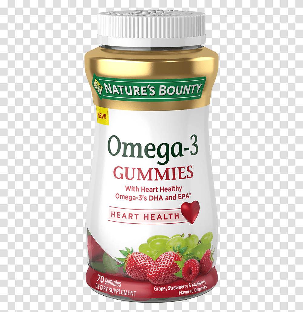 Omega 3 Gummies D3 Gummies Nature's Bounty, Label, Bottle, Food Transparent Png