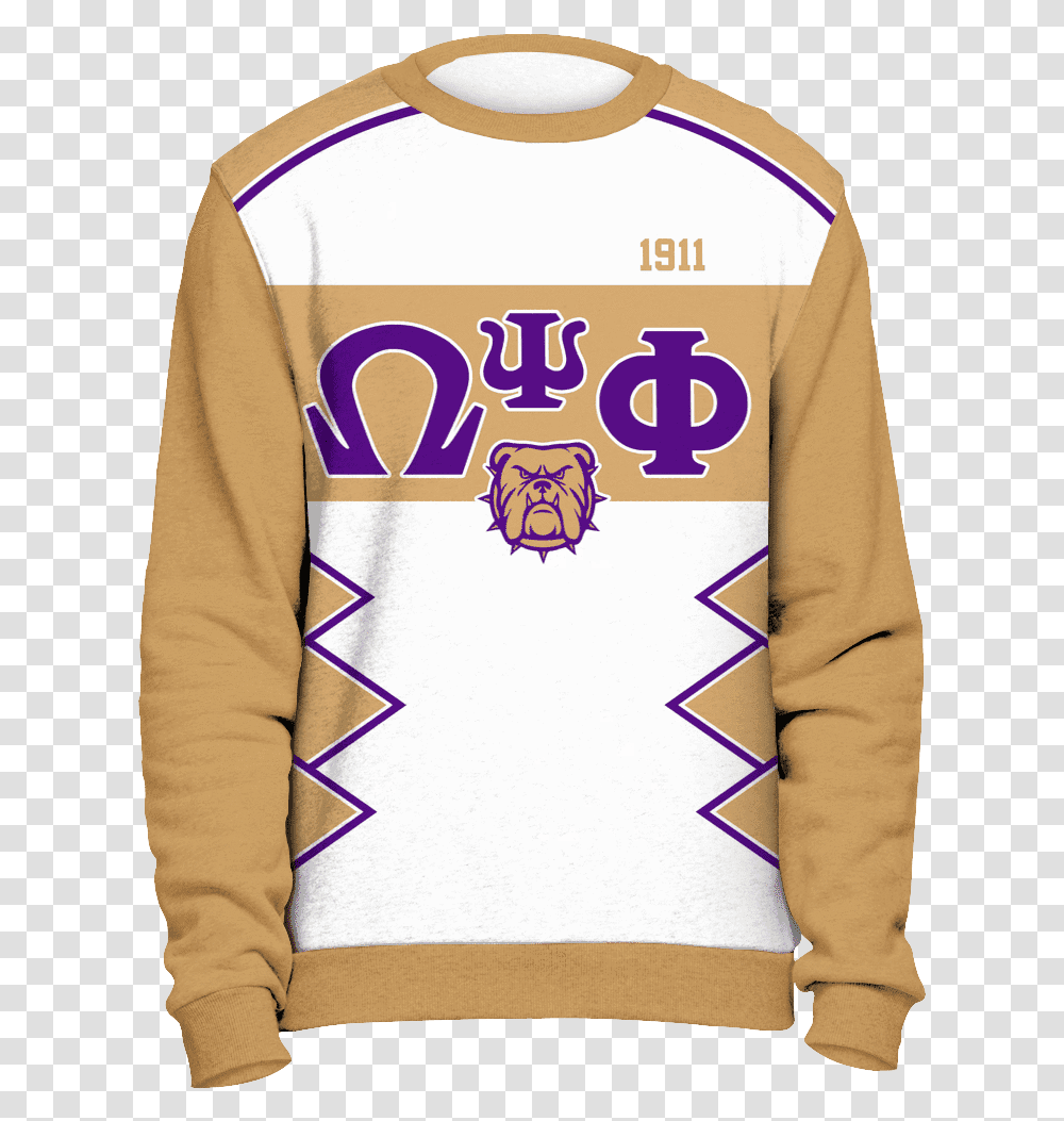 Omega Psi Phi Initials And Year Gold Sweatshirt Omega Psi Phi Sweater, Sleeve, Long Sleeve, Fleece Transparent Png