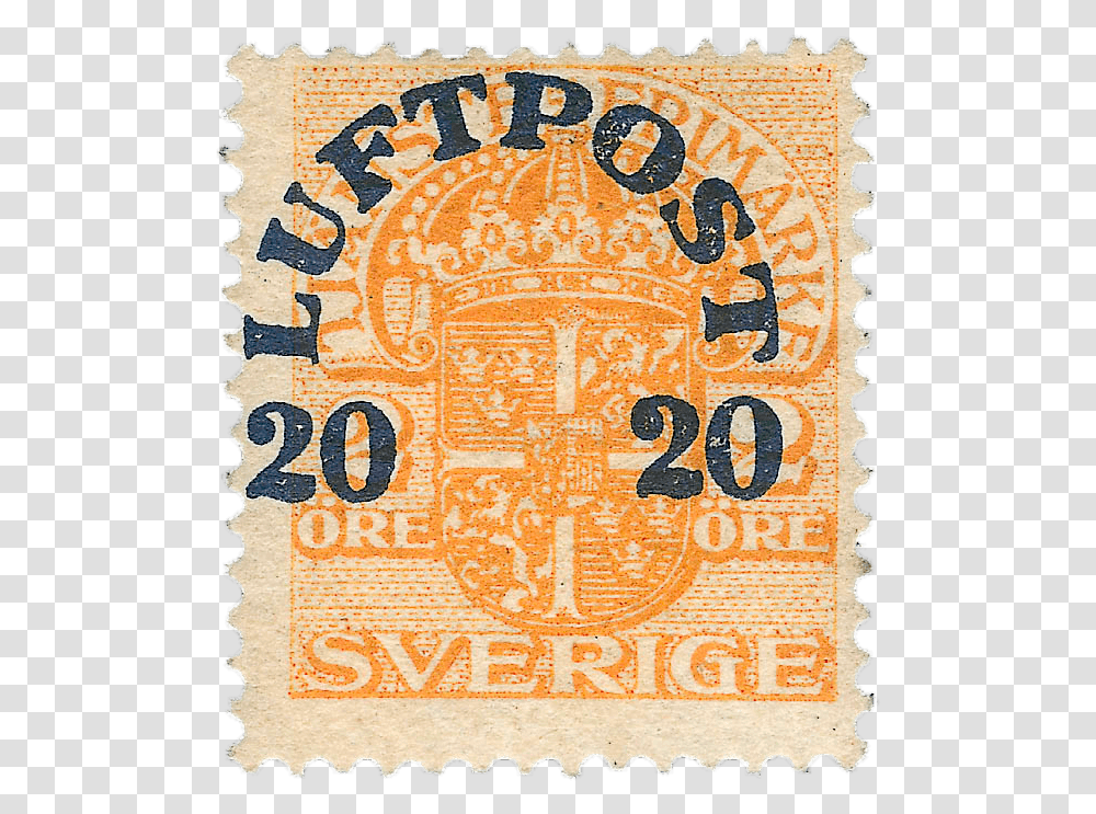 On 2o Orange Air Post Stamp Rare 2 Ore Sverige Stamps, Rug, Postage Stamp Transparent Png