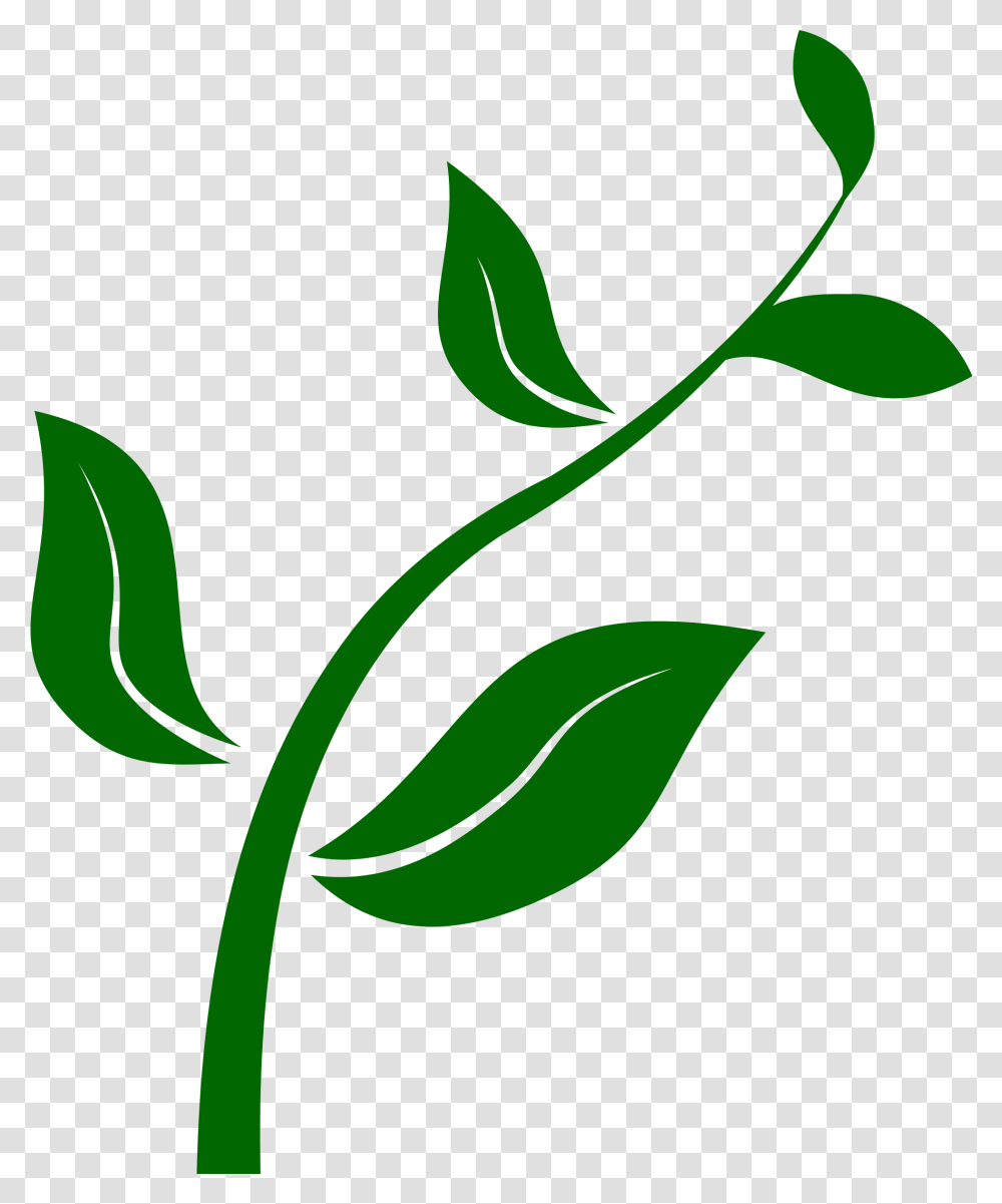 On A Stem Clipart, Green, Leaf, Plant, Bird Transparent Png