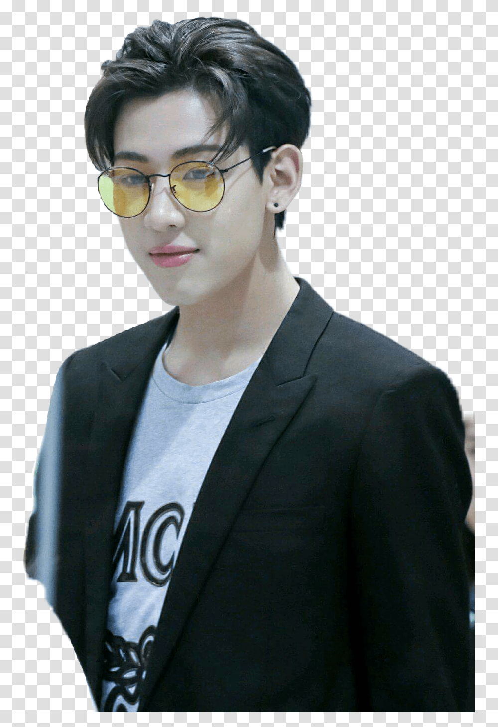 On Eyes Kids Just Stray K Pop Bambam Clipart, Person, Suit, Overcoat Transparent Png
