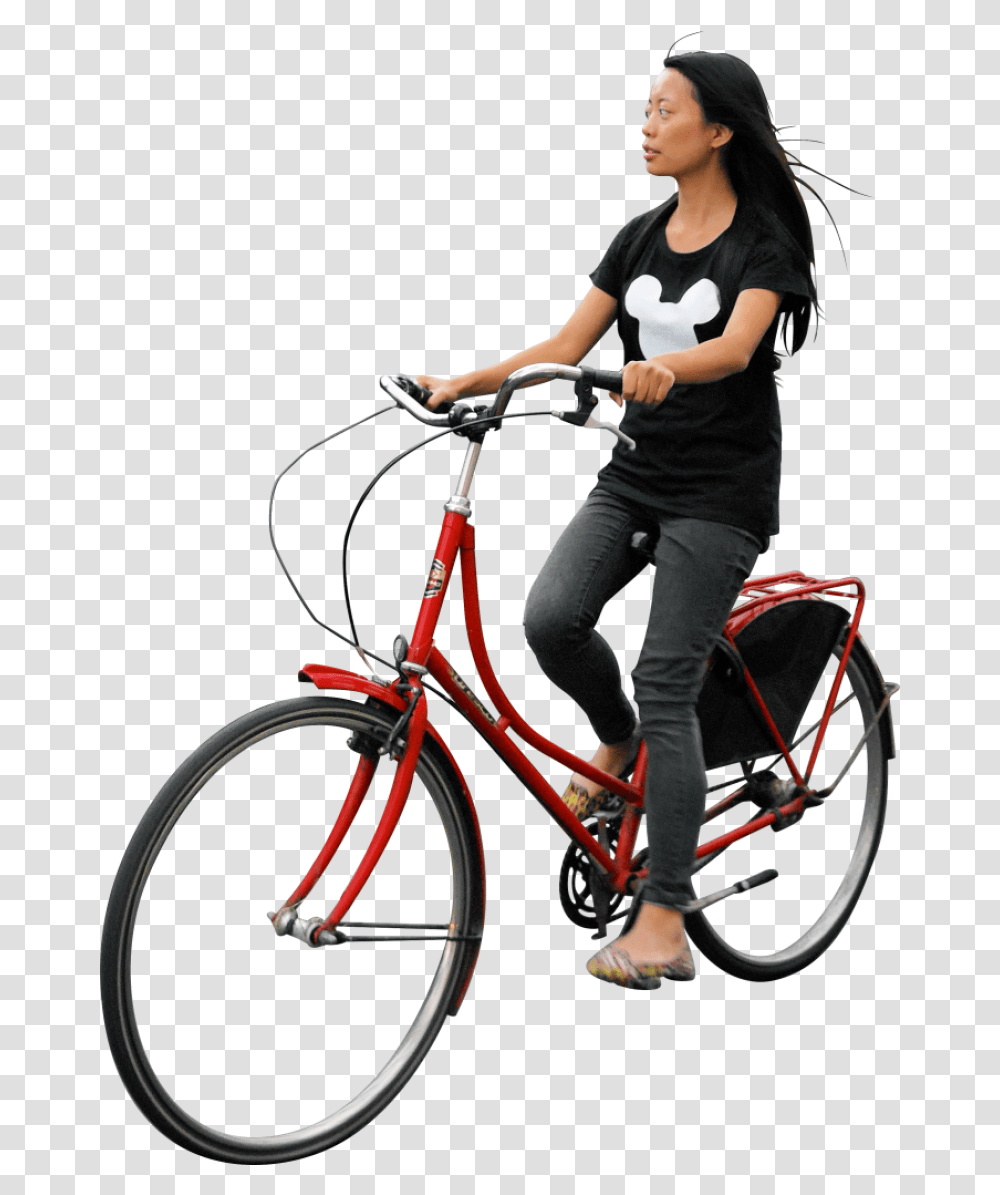 On Her Bike Image Riding A Bike, Bicycle, Vehicle, Transportation, Person Transparent Png
