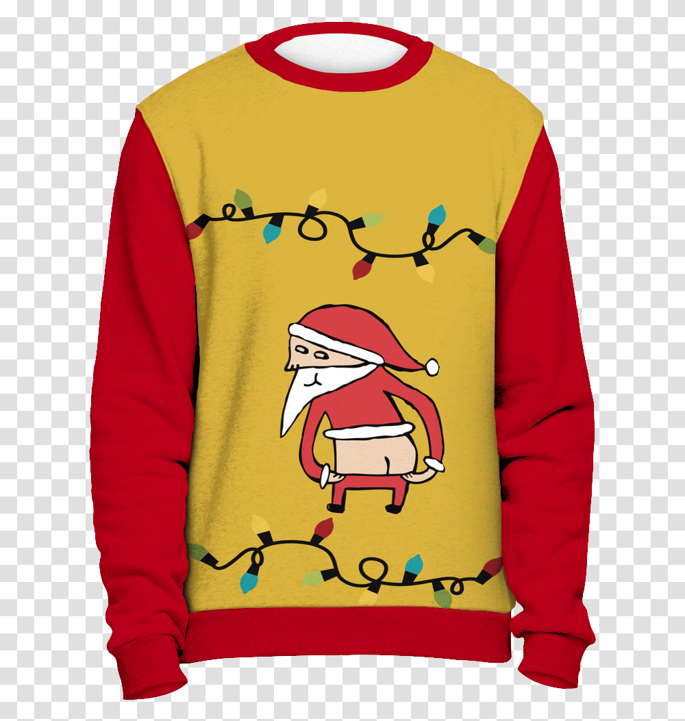 On Sale Bad Santa Ugly Christmas Sweater Long Sleeved T Shirt, Apparel, Sweatshirt, Bird Transparent Png