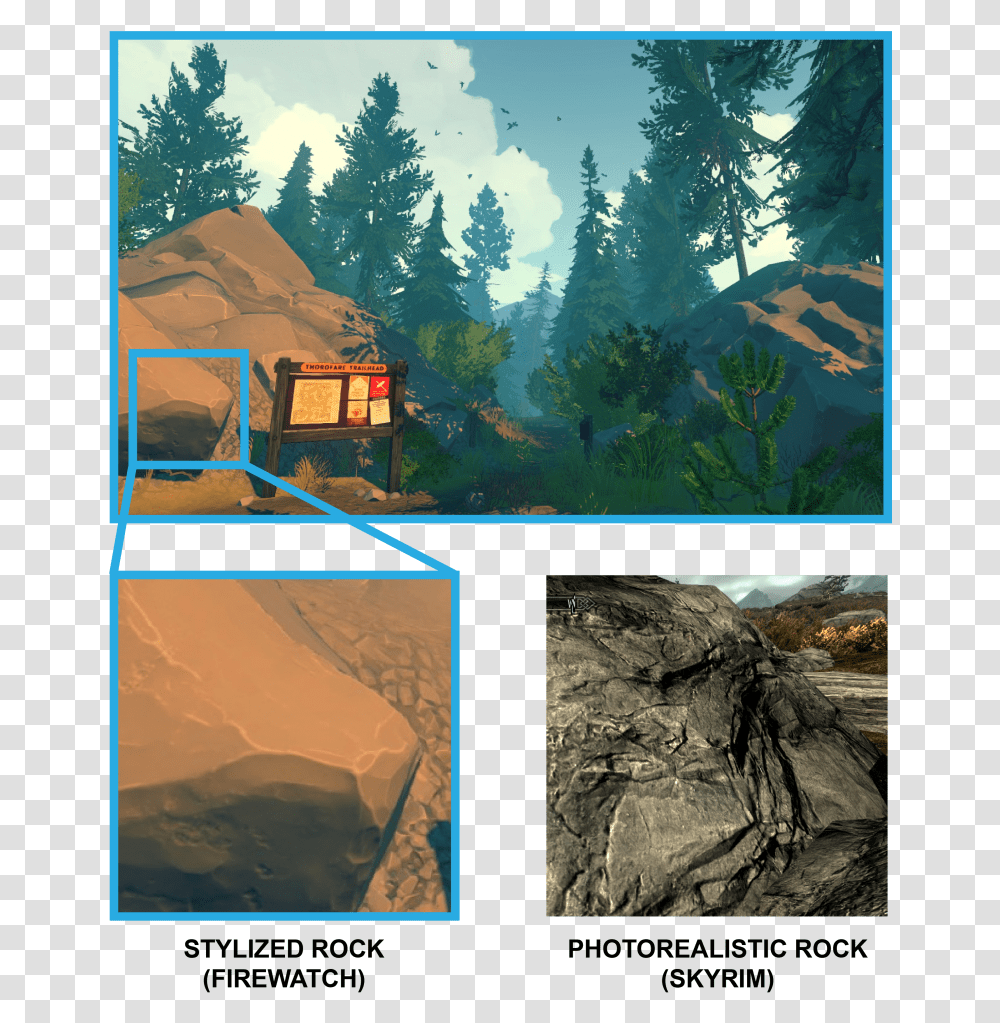 On The Left Is A Close Up Of The Texture On A Rock Beautiful Game Art Styles, Nature, Outdoors, Land, Collage Transparent Png