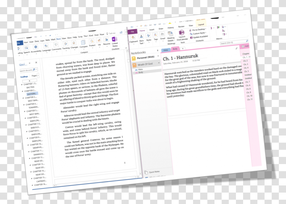 On The Left Is Writing On Word And On The Right Onenote Computer Program, File, Electronics, Page Transparent Png