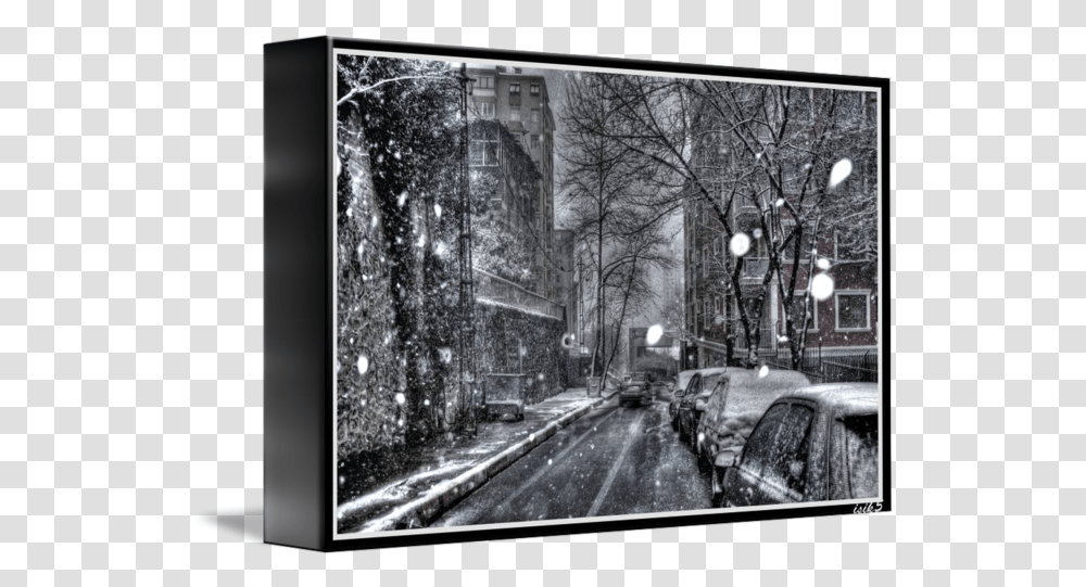 On The Road While Snowing By Isik Mater Snowy Street, Nature, Outdoors, Blizzard, Winter Transparent Png