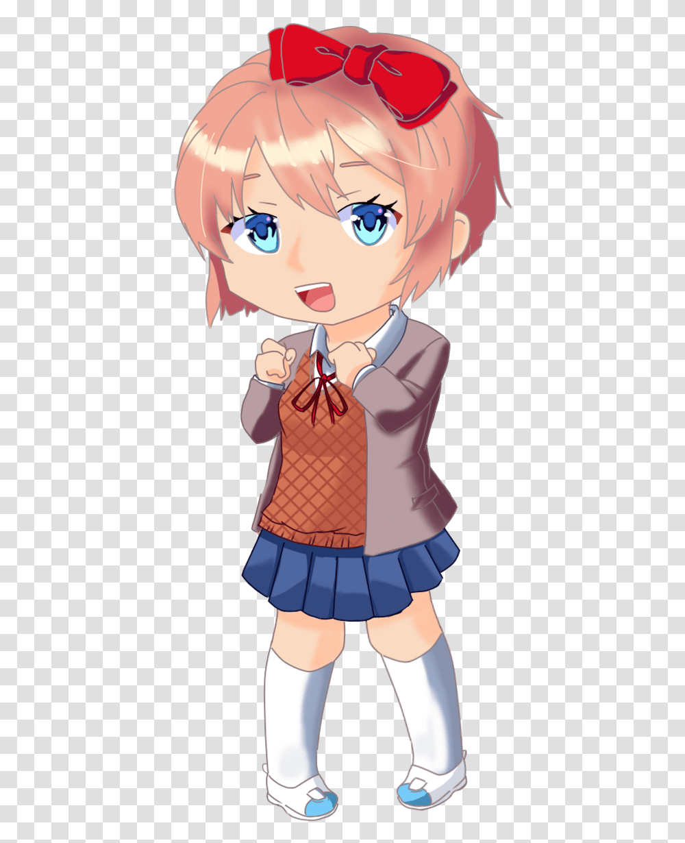 On Twitter Chibi Sayori Dokidokiliteratureclub Cartoon, Clothing, Person, Girl, Female Transparent Png