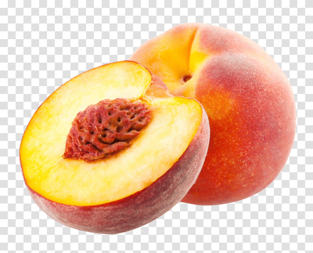 One And Half Peach Image, Fruit, Plant, Food, Apple Transparent Png
