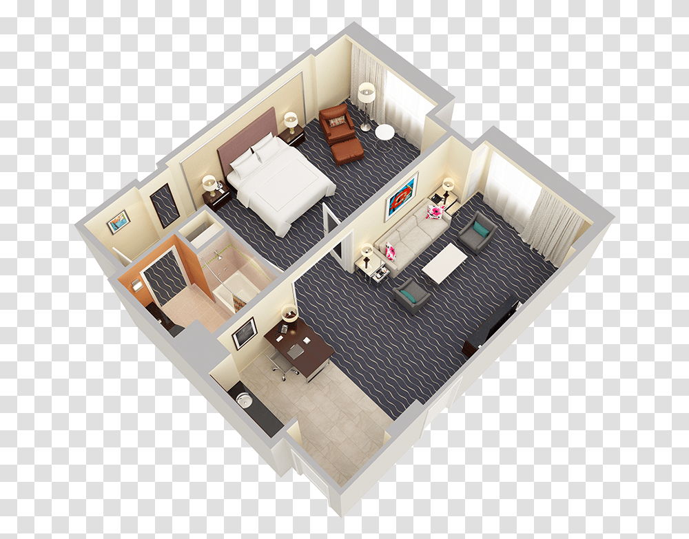 One Bedroom 3d Floor Plans, Diagram, Box, Plot Transparent Png