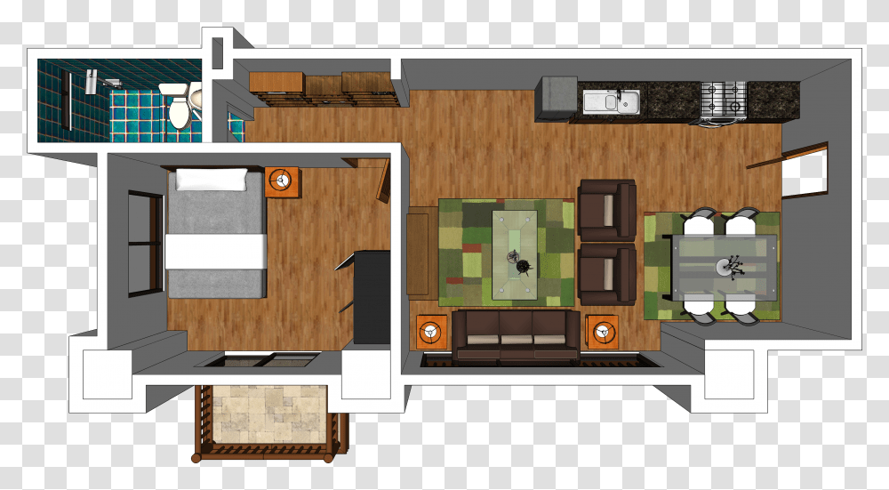 One Bedroom Unit With Balcony Floor Plan, Diagram, Plot, Housing, Building Transparent Png