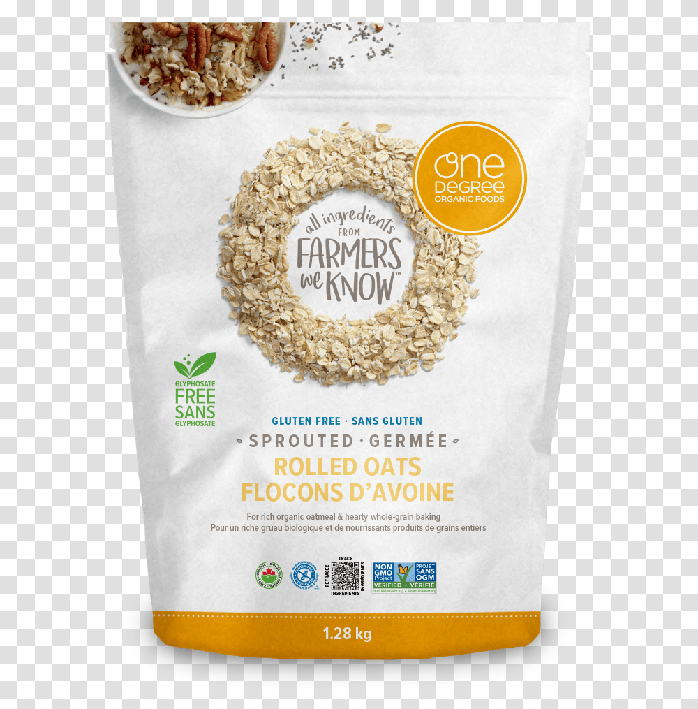 One Degree Organics Sprouted Rolled Oats, Food, Powder, Flour, Pizza Transparent Png