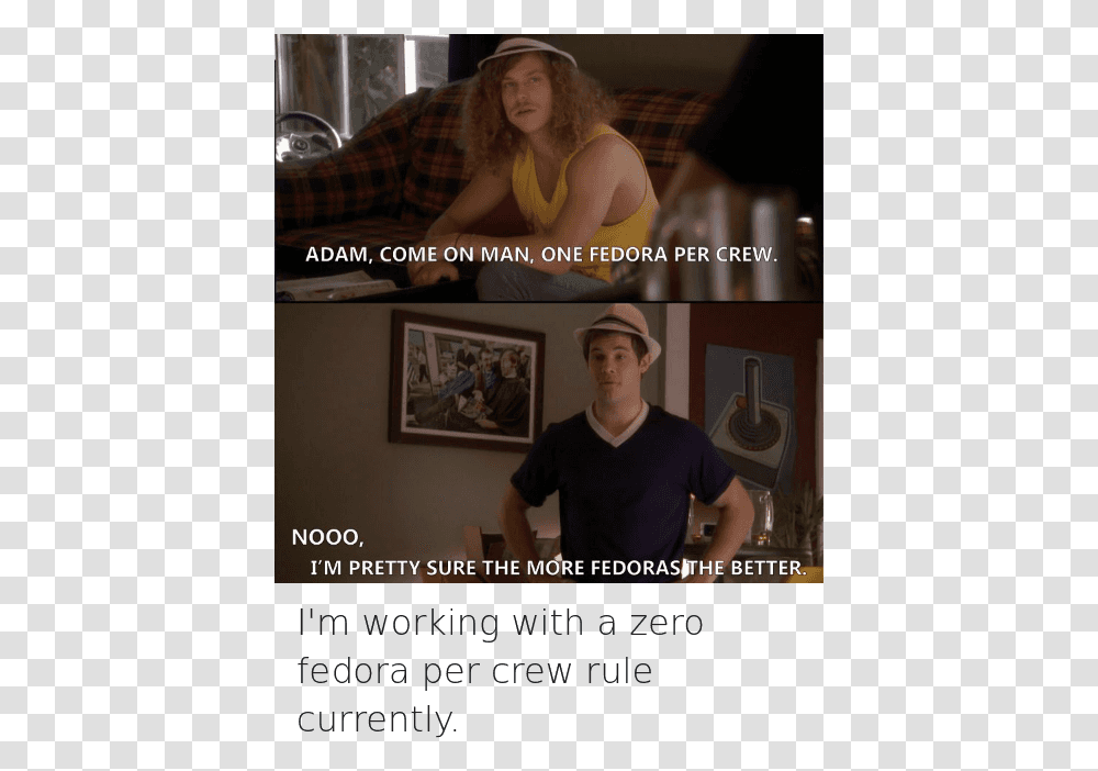 One Fedora Per Crew Gif Workaholics Fedoras, Person, Poster, Advertisement Transparent Png