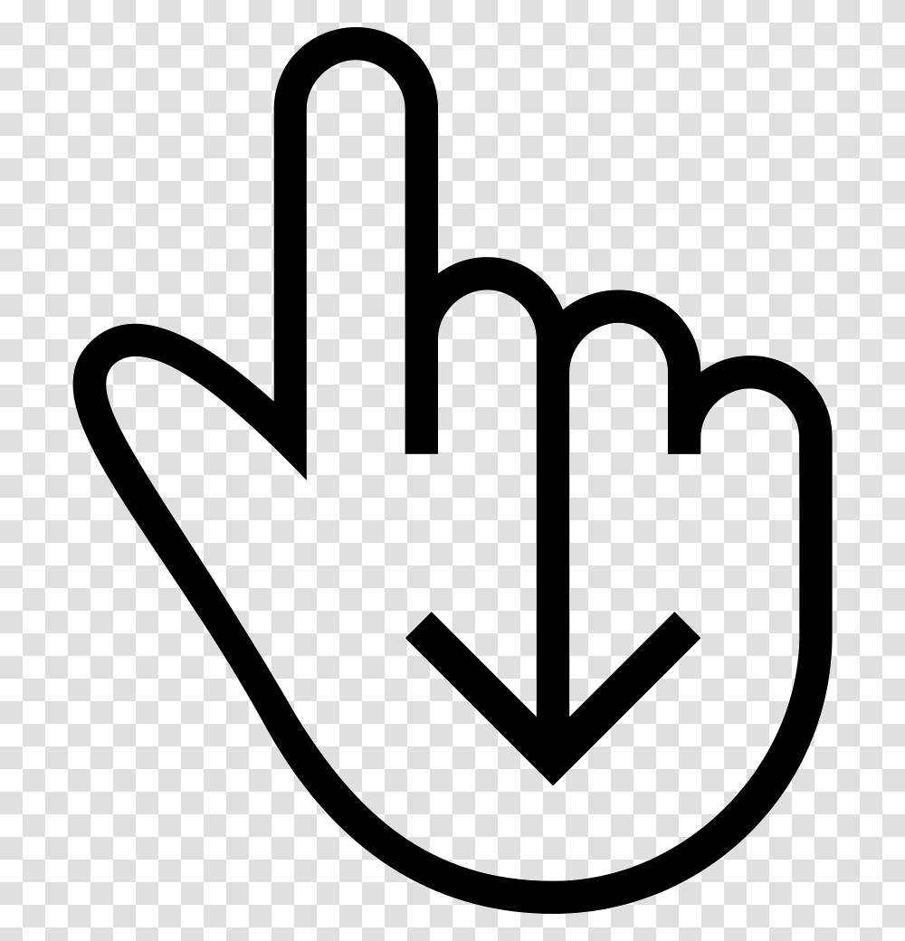 One Finger Swipe Down Gesture Of Hand Outline Symbol Click Here Gif, Stencil, Hook, Anchor Transparent Png