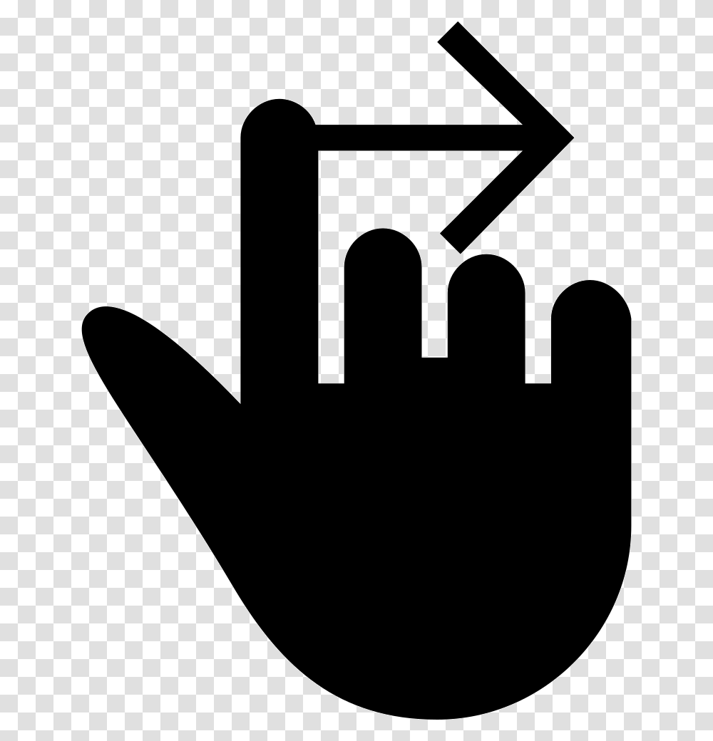One Finger Swipe Right Gesture Of Black Hand Symbol Finger, Stencil, Silhouette Transparent Png
