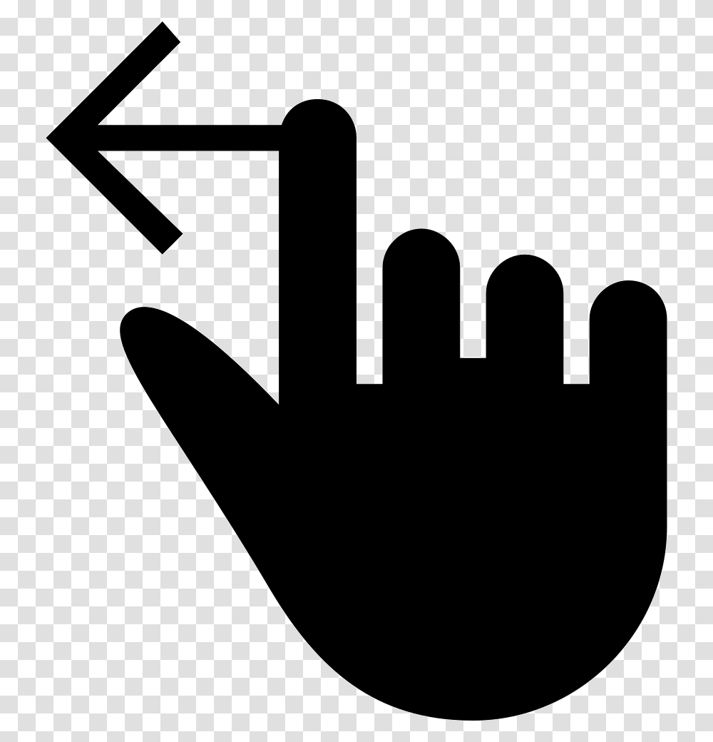 One Finger Swipe To Left Black Hand Symbol One Black Left Hand, Stencil, Arrow, Silhouette Transparent Png