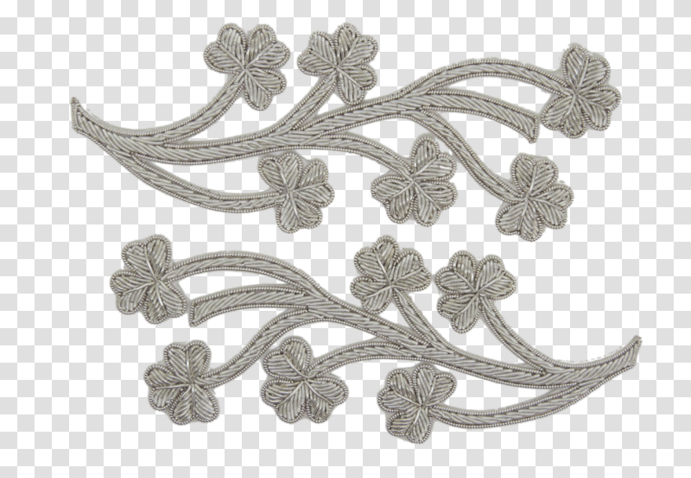 One Pair Of Silver Shamrock Repeat Patterns Gilt Lace, Rug, Floral Design Transparent Png
