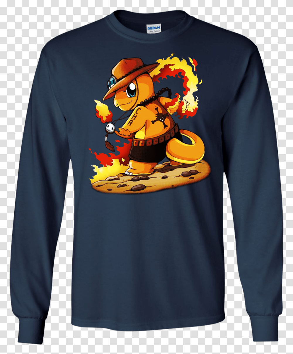 One Piece Pokemon Ace And Charizard Shirt Hoodie, Sleeve, Long Sleeve, Person Transparent Png