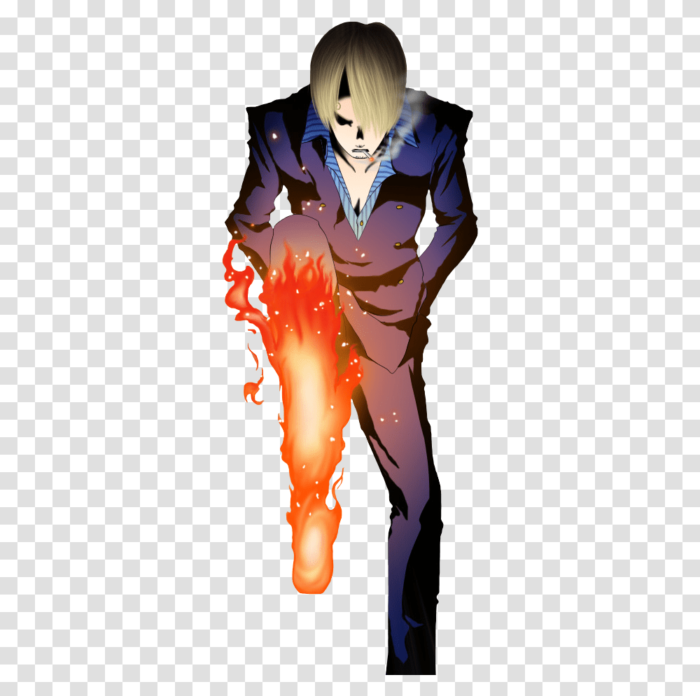 One Piece Sanji Kick, Fire, Flame, Person, Flare Transparent Png