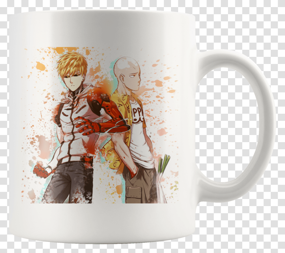 One Punch Man Anime Saitama And Genos One Punch Man Pan, Coffee Cup, Person, Human Transparent Png