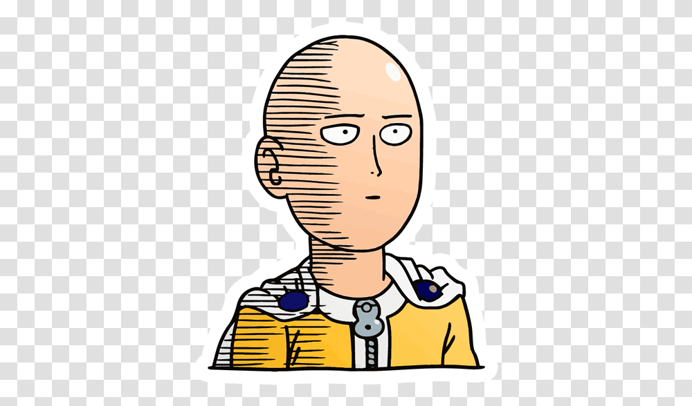 One Punch Man Saitama Ok Image With Anime Stickers For Whatsapp, Head, Label, Text, Neck Transparent Png