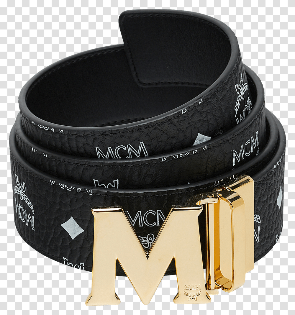 One Size M Reversible Belt 175 In White Logo Visetos Black White Gold Mcm Belt, Accessories, Accessory, Buckle Transparent Png