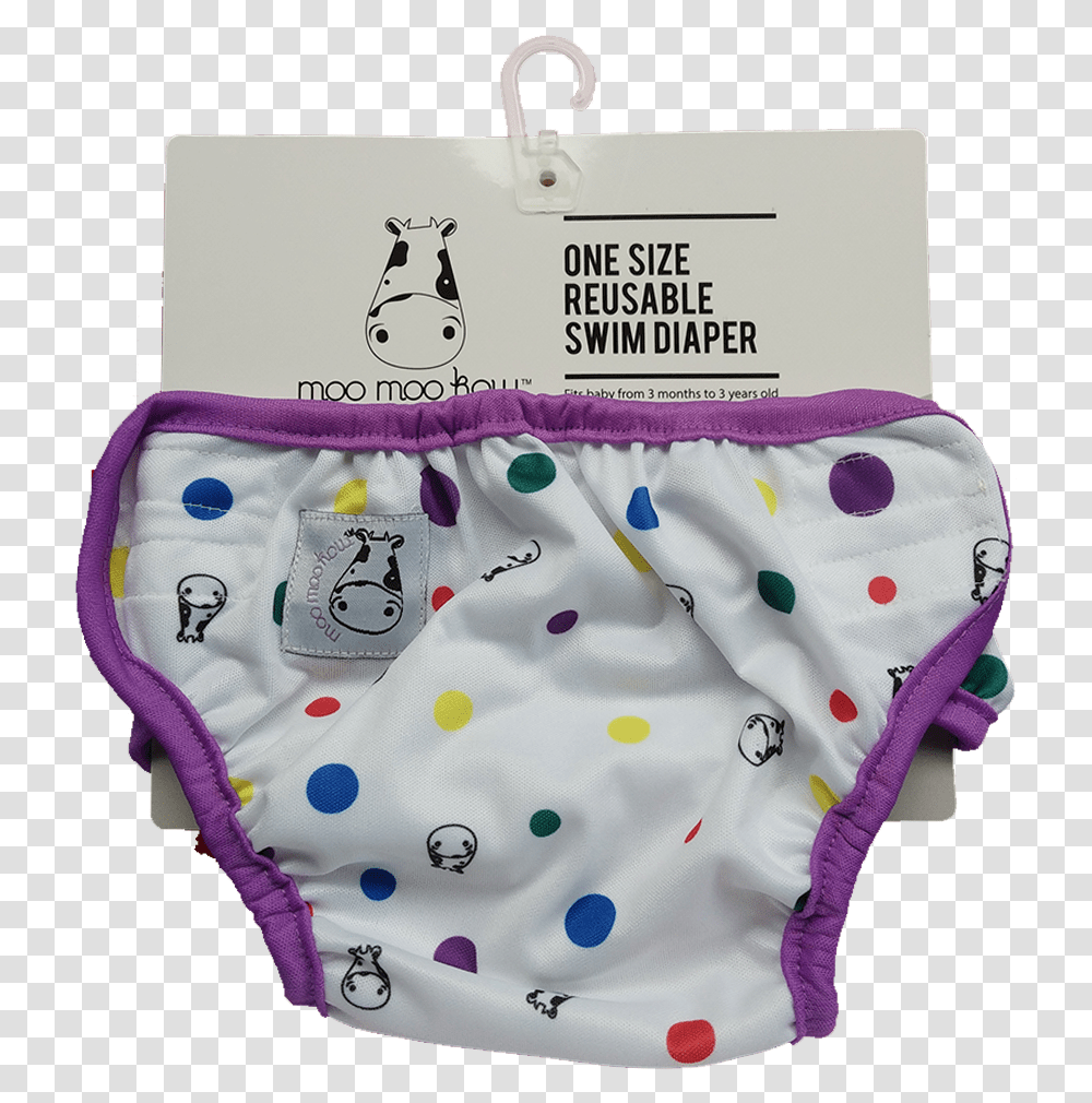 One Size Swim Diaper Dot With Purple Border Moo Moo Kow Transparent Png
