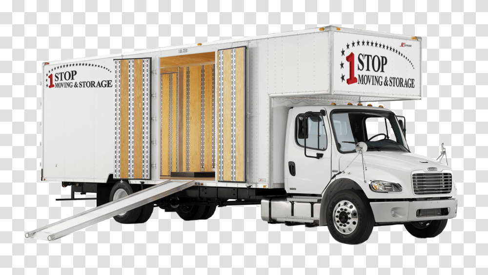 One Stop Moving And Storage Truck Moving Trucks, Transportation, Vehicle, Moving Van, Trailer Truck Transparent Png