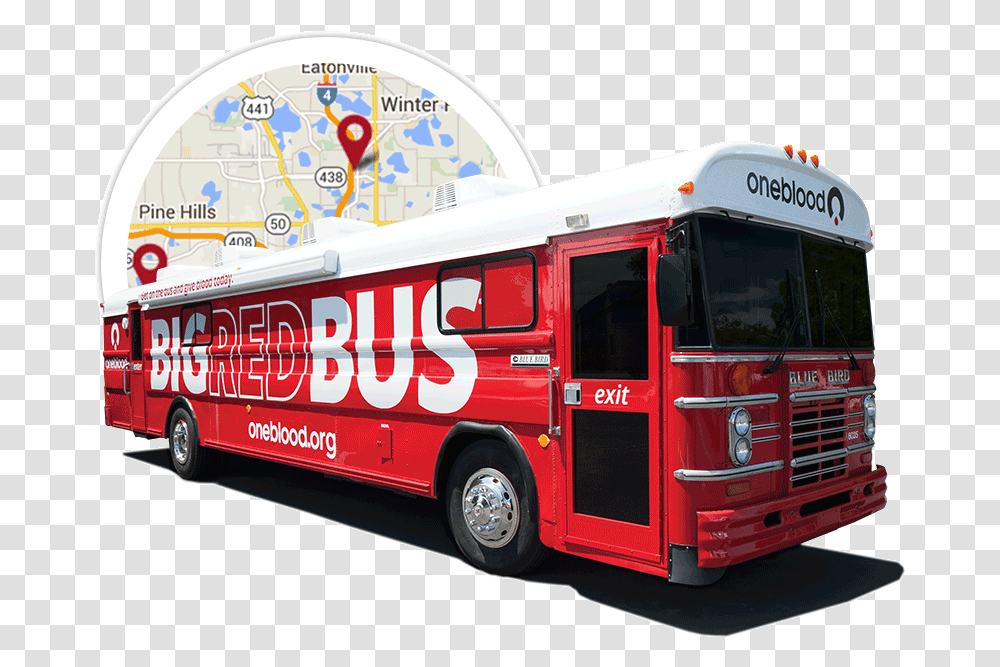 Oneblood Blood Drive, Bus, Vehicle, Transportation, Fire Truck Transparent Png