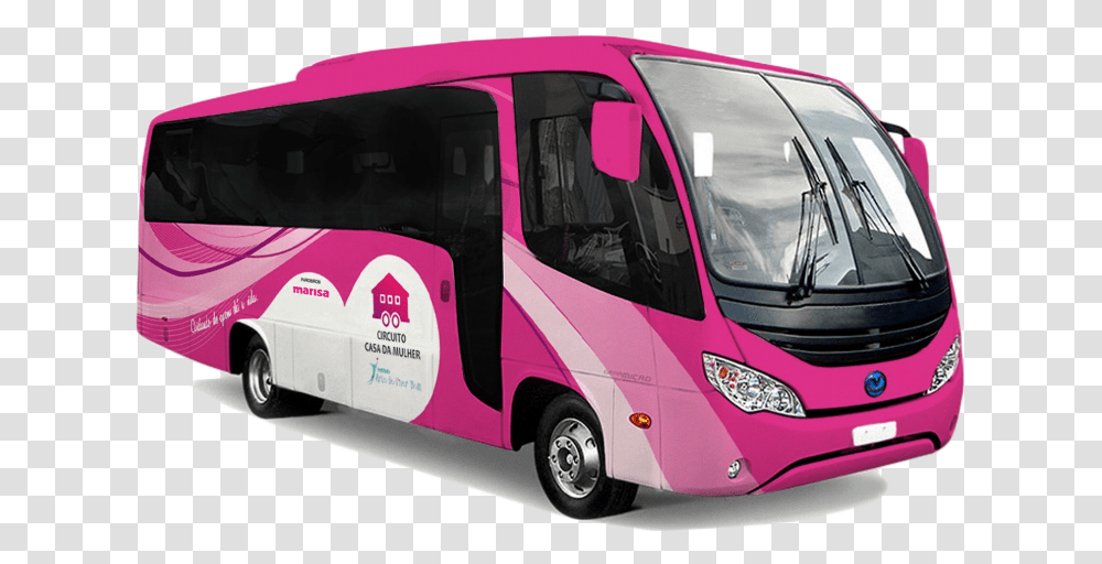 Onibus Cor De Rosa, Vehicle, Transportation, Minibus, Van Transparent Png