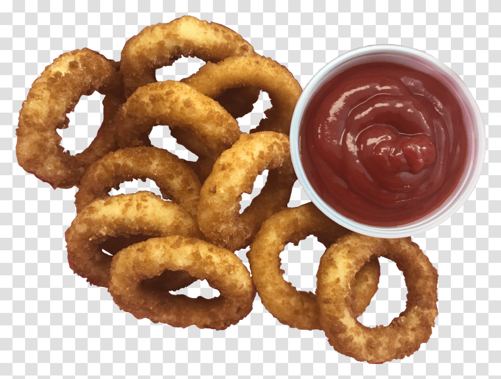 Onion Ring, Food, Ketchup, Cracker, Bread Transparent Png