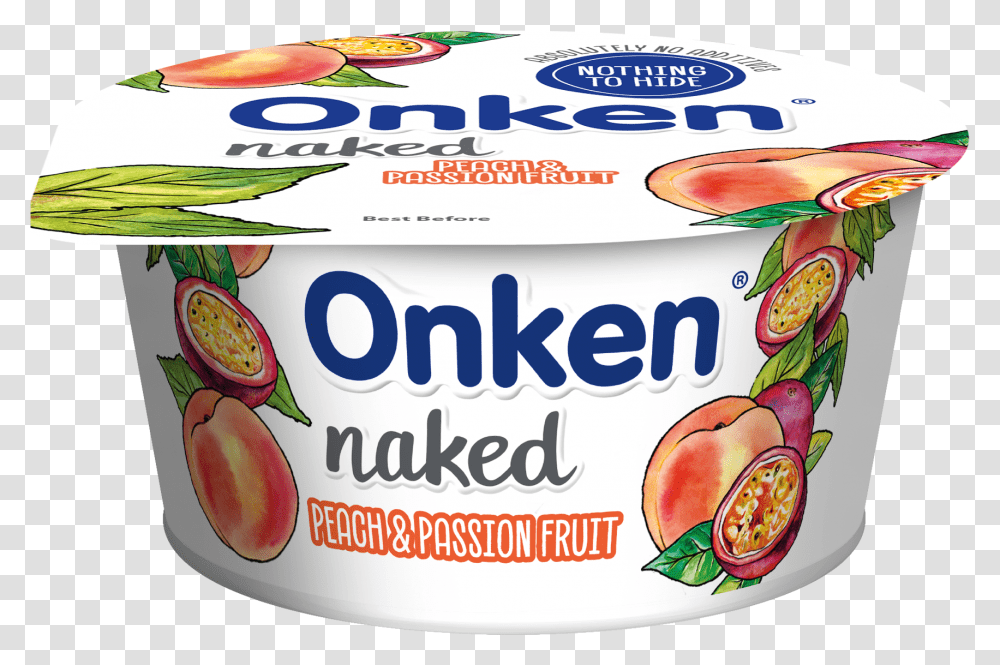 Onken Naked Peach Amp Passion Fruit Yogurt Onken Naked Yogurt, Dessert, Food, Label Transparent Png