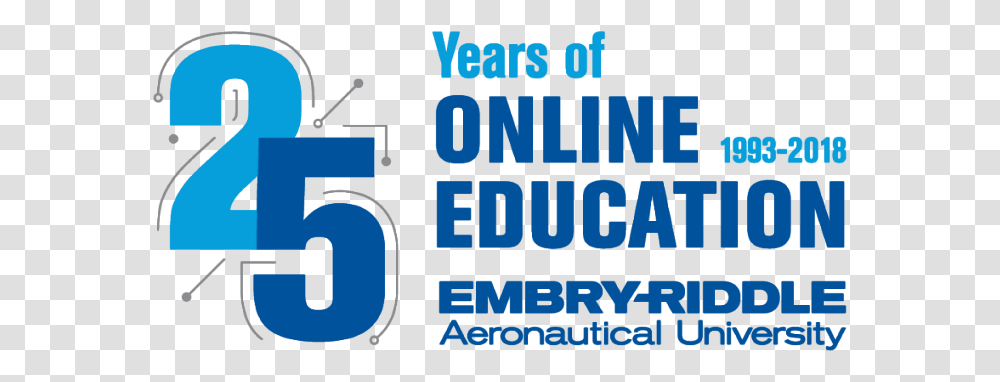 Online 25 Years Embryriddle Aeronautical University, Word, Alphabet, Number Transparent Png