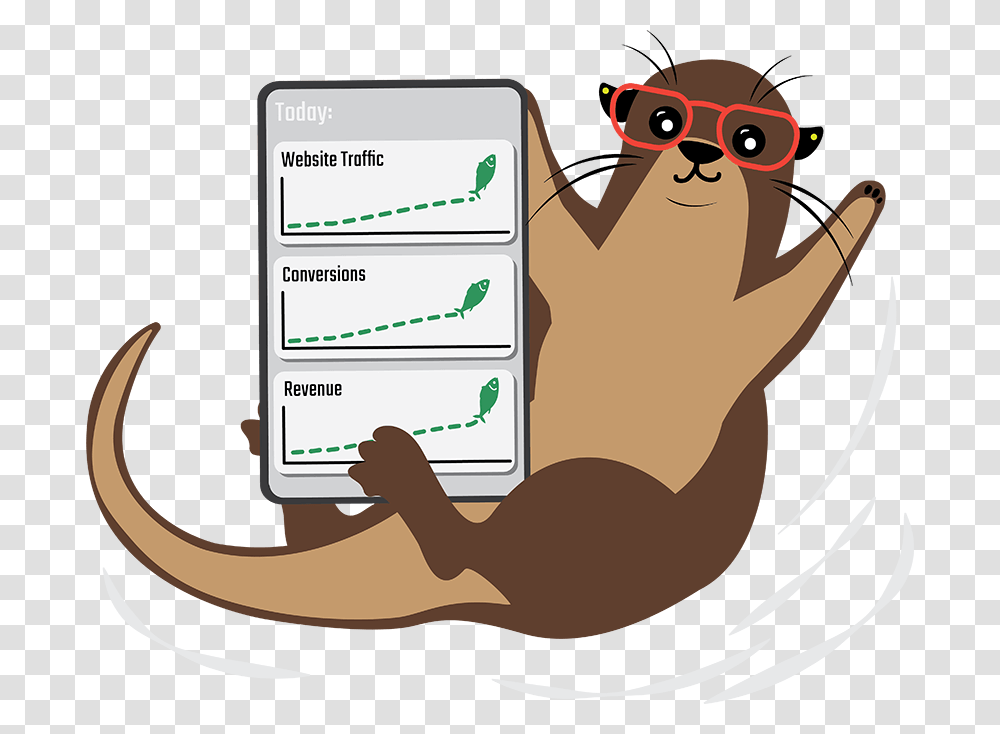 Online Otter Holding Phone Cartoon, Hand-Held Computer, Electronics, Texting Transparent Png