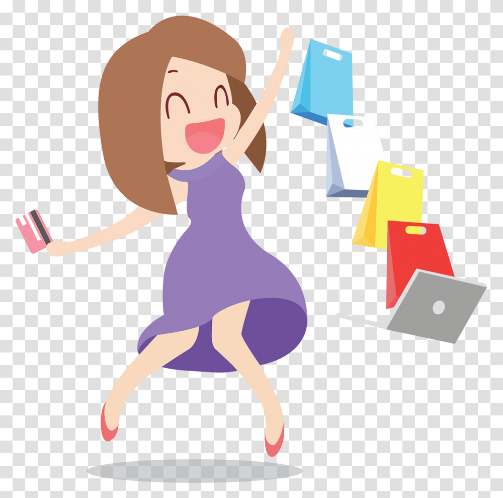 Online Shopping Vector, Person, Female, Girl, Woman Transparent Png