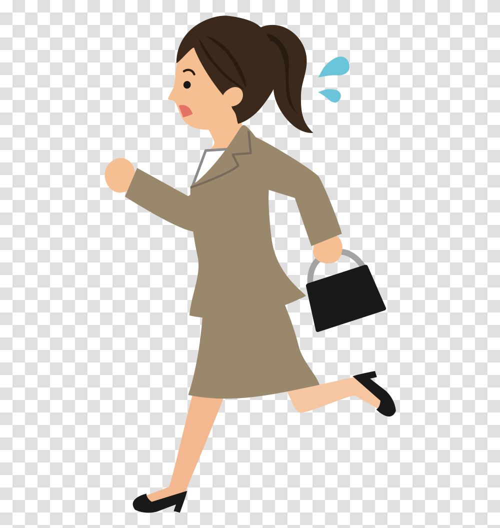 Onlinelabels Clip Art Late For Work 2 Girl In Job Clipart, Bag, Long Sleeve, Clothing, Apparel Transparent Png