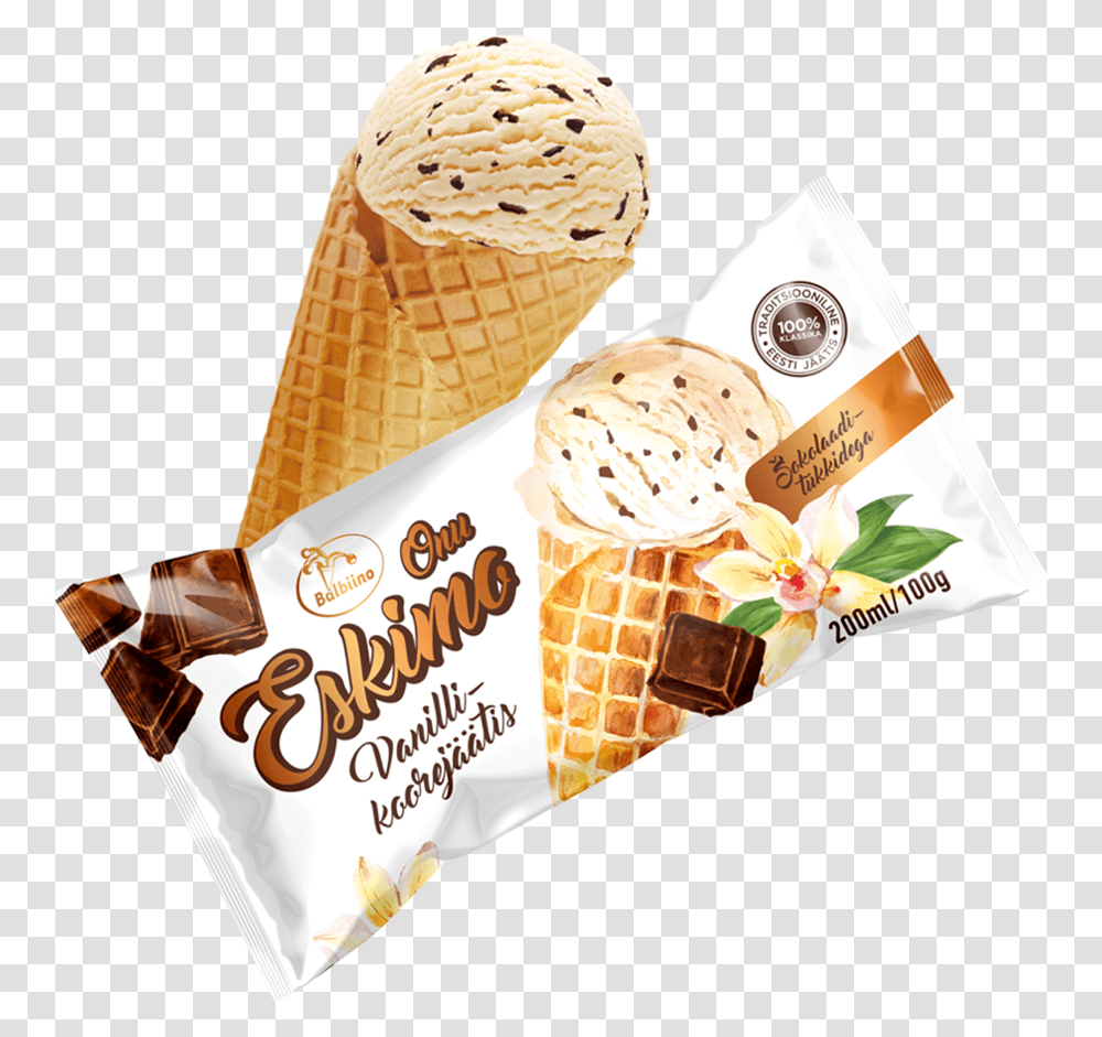 Onu Eskimo Vanilla Dairy Ice Cream With Chocolate Chips Onu Eskimo Jtis, Food, Dessert, Sweets, Confectionery Transparent Png