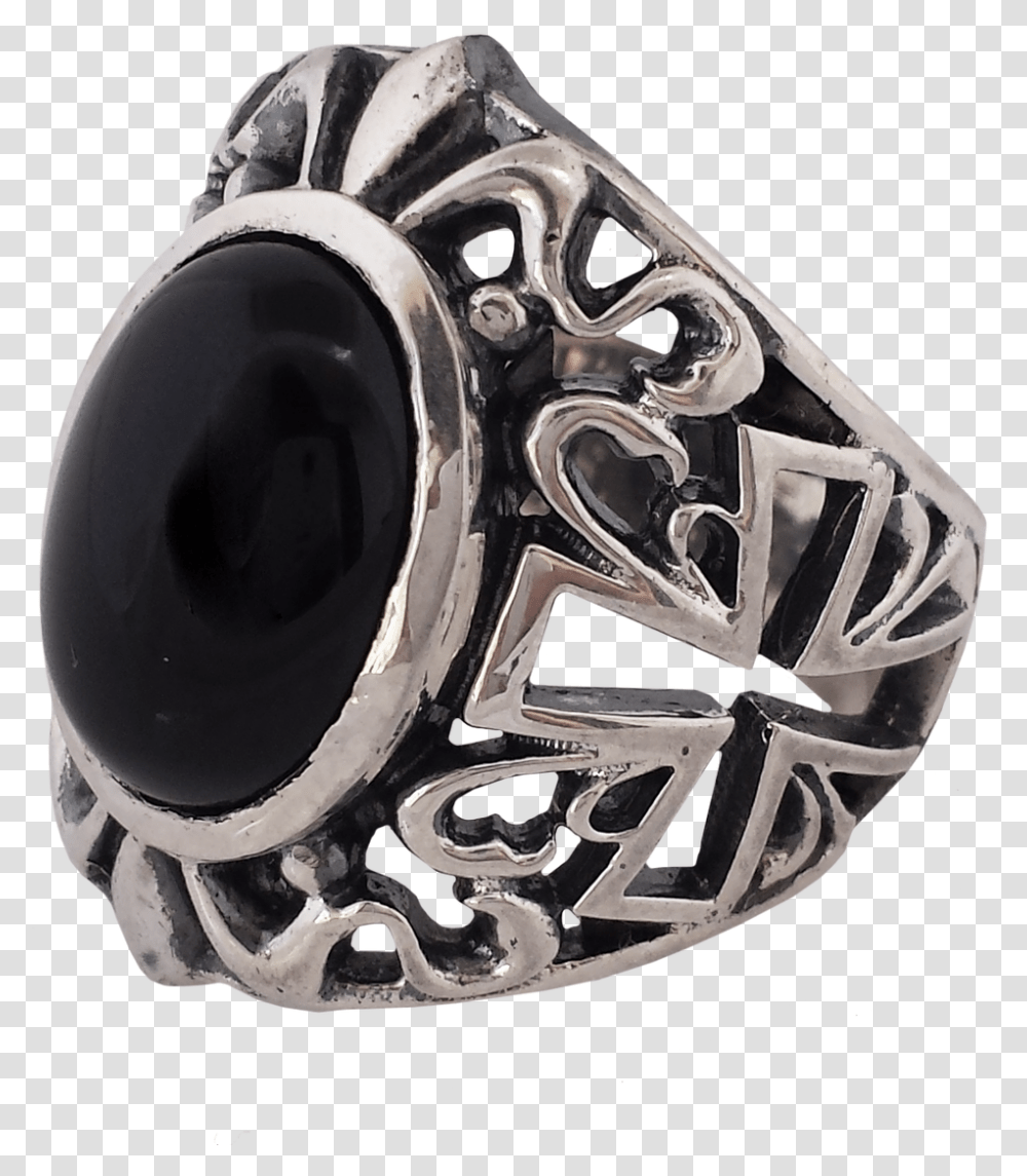 Onyx And Silver Gothic Style Sterling Silver Cross Pre Engagement Ring, Helmet, Apparel, Jewelry Transparent Png