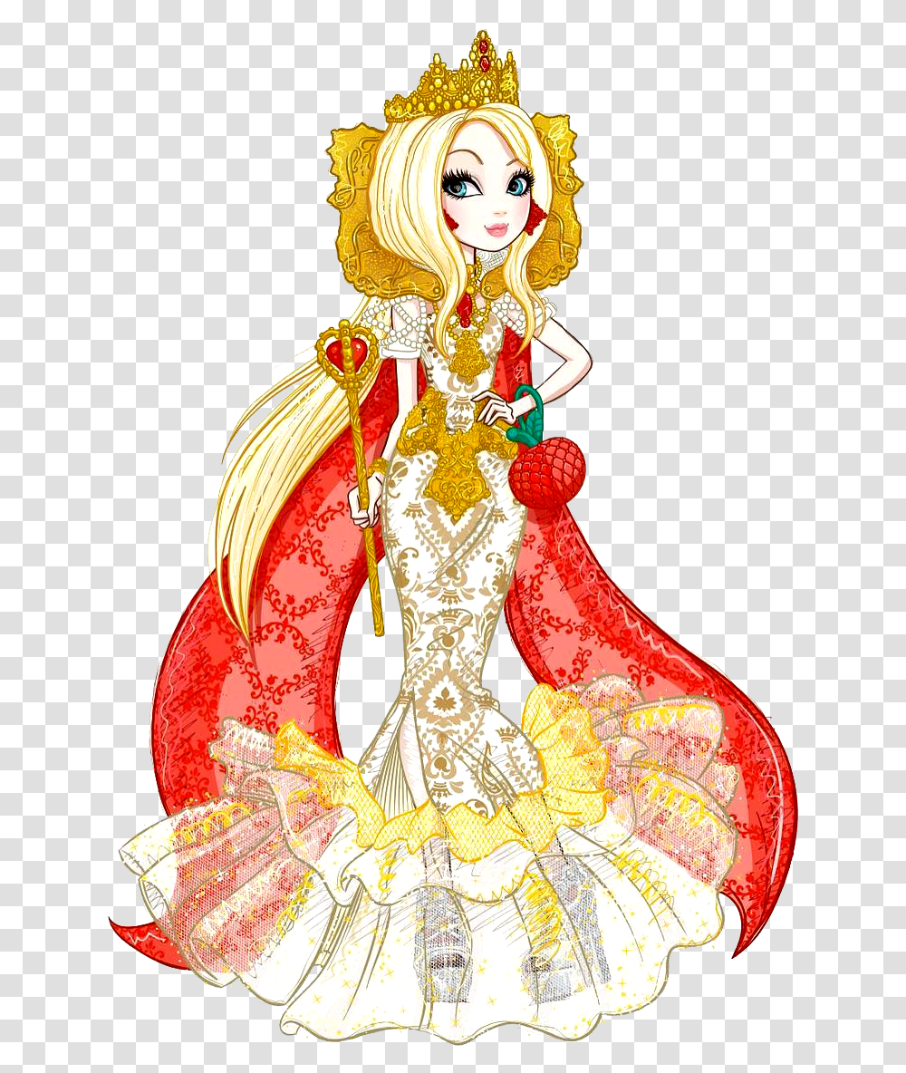 Ooak Monster High Dolls Ever After High Apple White Queen, Figurine, Apparel, Gown Transparent Png