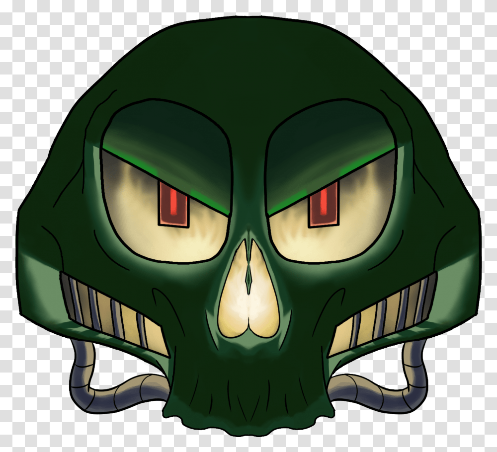 Oofdagames Spooky Skull Illustration, Helmet, Apparel, Green Transparent Png