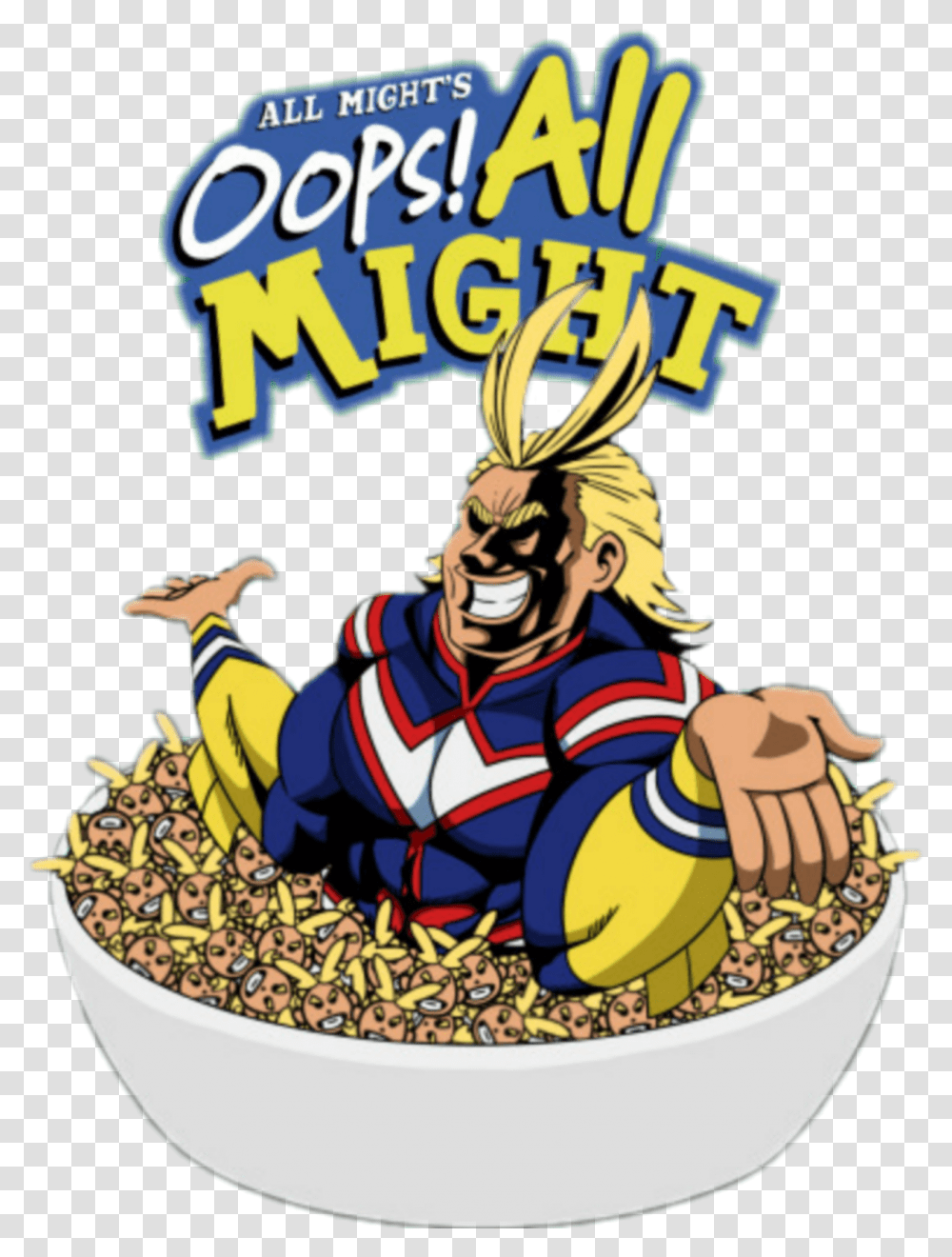 Oops Allmight Cereal Freetoedit Bnha Mha, Person, Book, Bowl, Comics Transparent Png