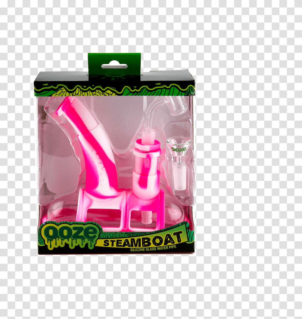 Ooze Steamboat Silicone Glass Pipe Pink White Box Silicone, Light, Bottle, LED, Neon Transparent Png