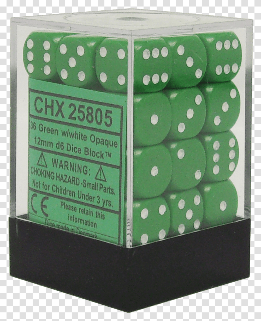 Opaque Green With White 12mm D6 Chx, Box, Game, Dice Transparent Png