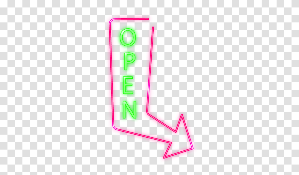 Open Arrow Neon Sign Clipart Full Size Clipart 2399274 Arrow Sign Neon Clipart, Text, Alphabet, Scooter, Vehicle Transparent Png