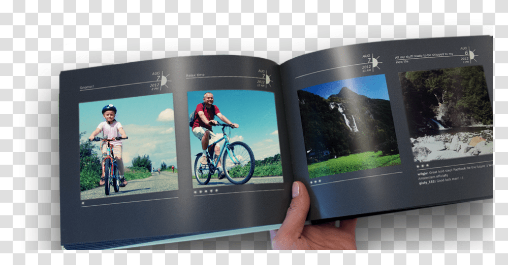 Open Family Photo Album, Bicycle, Vehicle, Transportation, Person Transparent Png